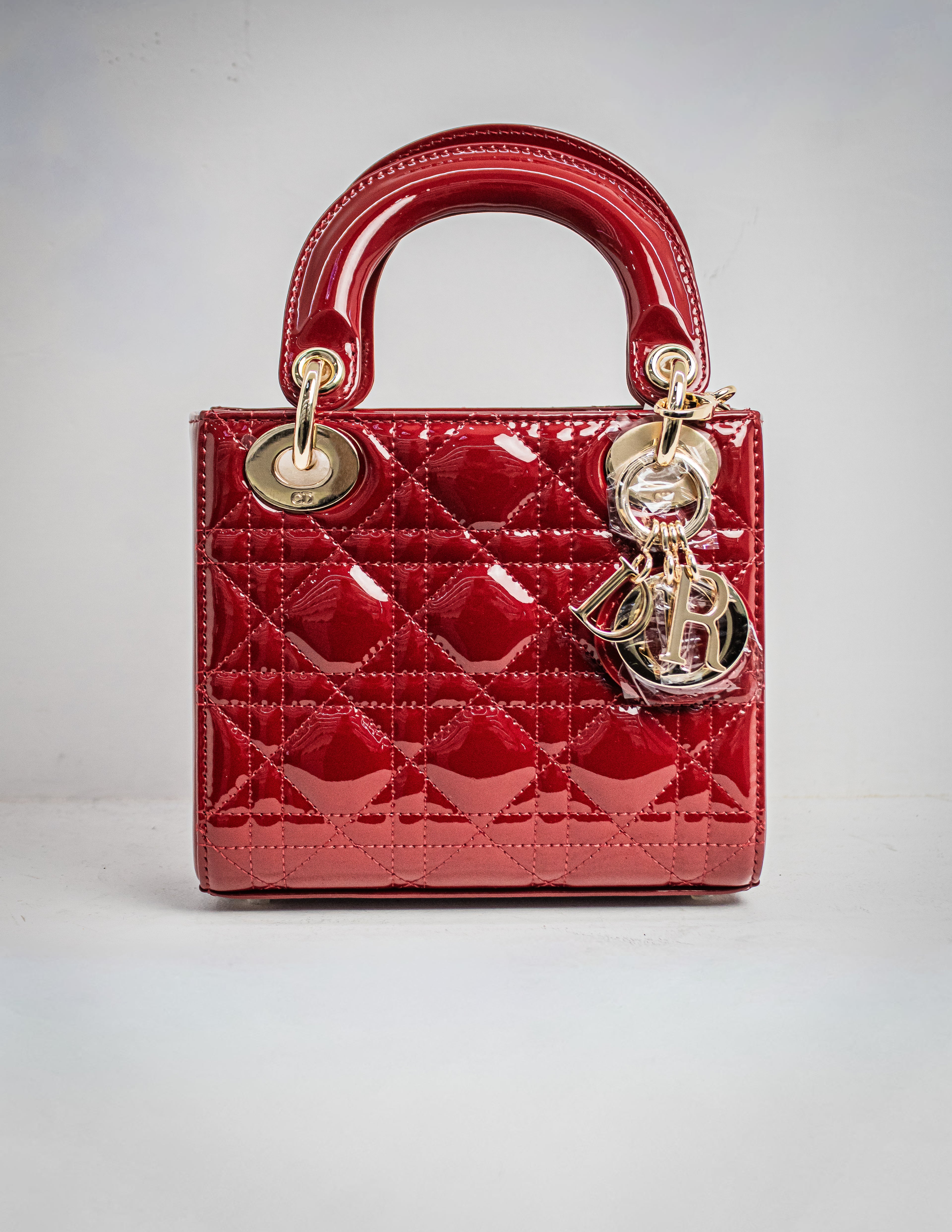 BOLSO LADY DIOR MINI CHAROL CANNAGE ROJO